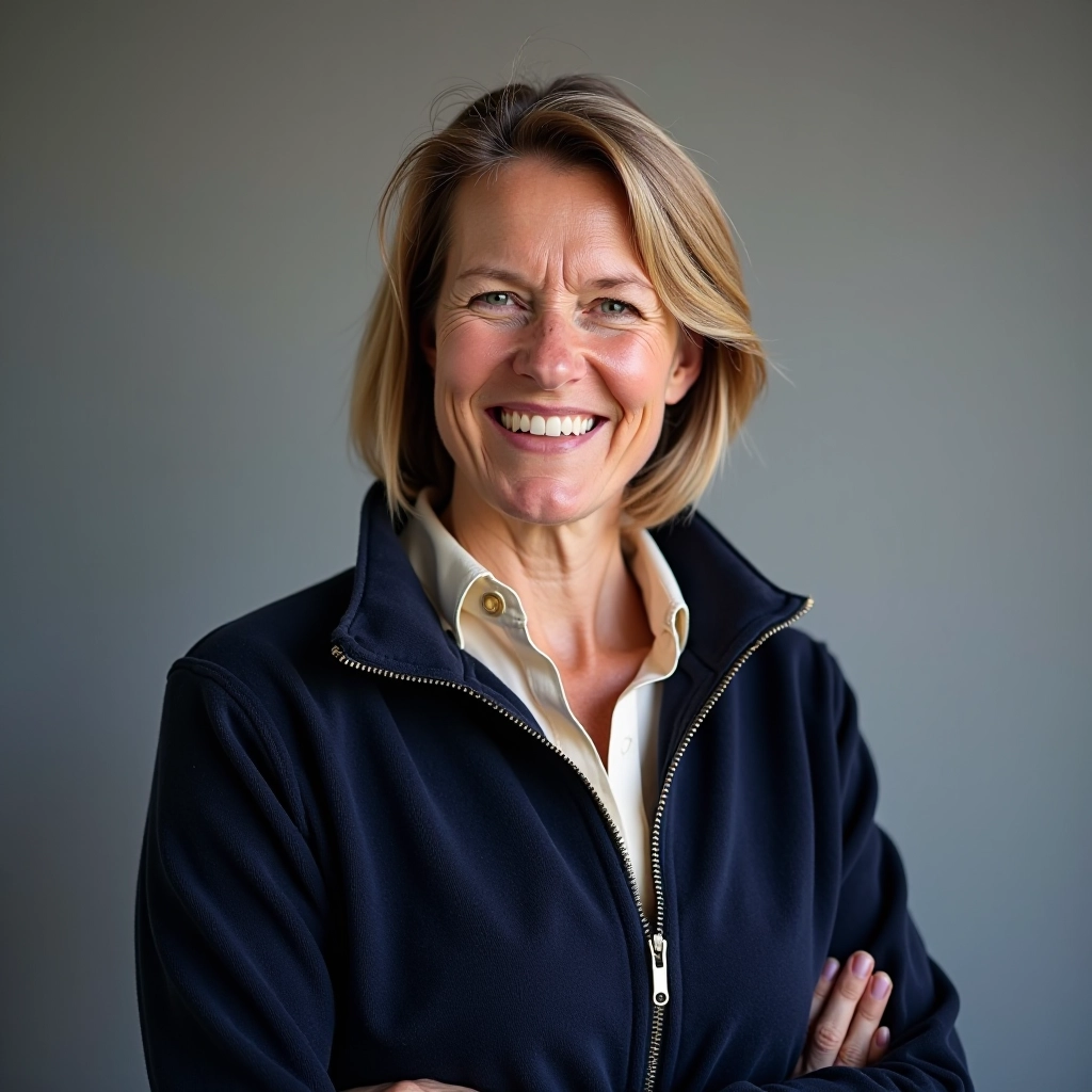 Aoife O'Sullivan, walking routes specialist, portrait outdoors with green hills background
